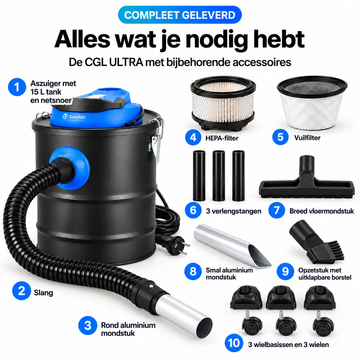 SwayTosh Aszuiger CGL ULTRA met Accessoireset – 22kPa