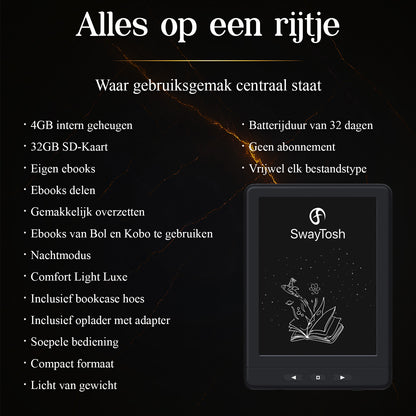 SwayTosh E-Reader NOVA SMART Met Luxe Hoes - 6 inch