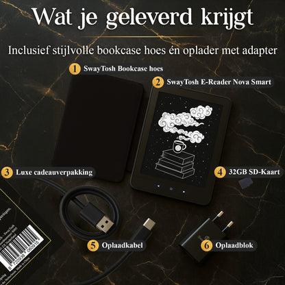SwayTosh E-Reader NOVA SMART Met Luxe Hoes - 6 inch