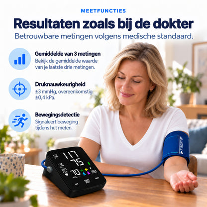 VasQura Bloeddrukmeter P3 Bluetooth - Klinisch Gevalideerd - Met App