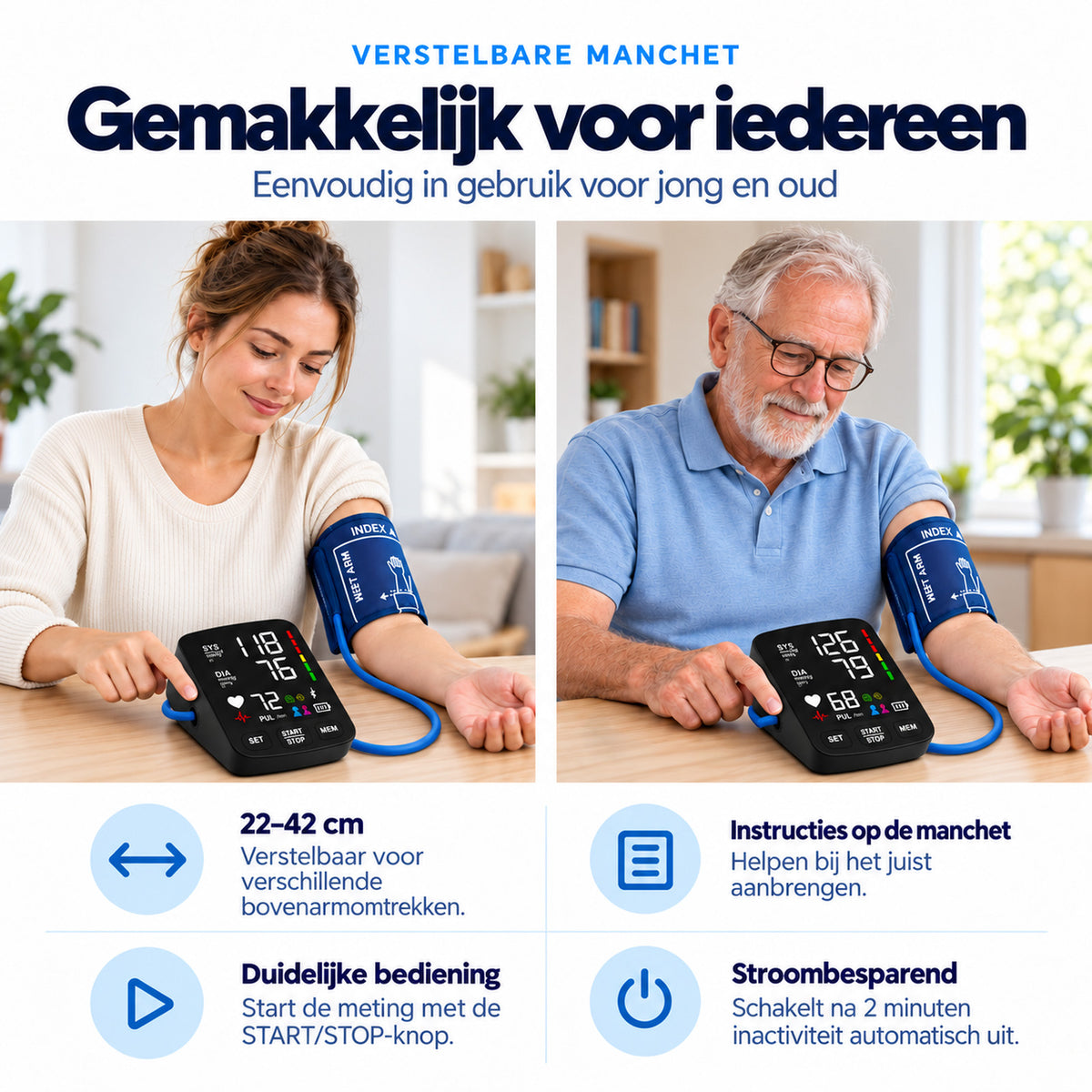 VasQura Bloeddrukmeter P3 Bluetooth - Klinisch Gevalideerd - Met App